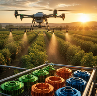Pièces de drone de protection des plantes basées sur des dessins CAO, usinage CNC d'engrenages, engrenages droits et hélicoïdaux personnalisés, pièces de boîte de vitesses de drone UAV OEM