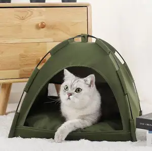 접이식 2-in-1 이동식 고양이 텐트 둥지 야외 소형 애완 동물 침대 텐트 방수 따뜻한 개 고양이 수용 텐트