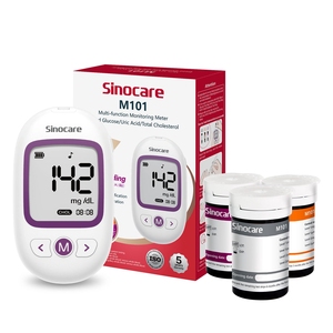 Sinocare 3 en 1 : Lecteur de glycémie, cholestérol total et acide urique – Moniteur de glycémie <span class=keywords><strong>pour</strong></span> <span class=keywords><strong>le</strong></span> dépistage du diabète – CE ISO - Product Image 1