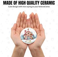 Ornements de Noël en céramique PRSTENLY en forme de maison de neige ronde, décorations suspendues pour fêtes et maisons, origine Chine, hauteur 2,9 x 0,1 cm, design amusant