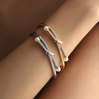 Bracelet de luxe exquis en strass, design croix en or, bracelet jonc avec breloque diamant, bracelet tennis pour femme