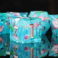 MINI PLANET Lotus Secret Realm Dice Set, jeu de dés polyédriques en résine faits à la main avec des bords tranchants pour les jeux de rôle sur plateau (TRPG) Dungeons & Dragons
