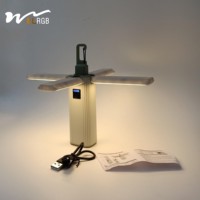 Linterna de camping de temperatura de 3 colores recargable con 4 modos de luz Luces de camping plegables LED 4 paneles plegables