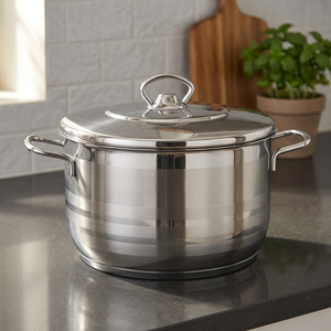 Casserole en acier inoxydable avec couvercle, ronde, durable, en métal poli, pour cuisinières à gaz et à induction - Product Image 4