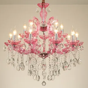 Moderne Maria Teresa Kristall Kronleuchter rosa Prinzessin Raum dekoration Beleuchtung romantische Wohnzimmer Glanz Kristall Pendel leuchte