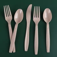 Couverts réutilisables en coque de riz écologiques de haute qualité, 100 % biodégradables, ensemble cuillère, couteau et fourchette