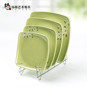 Plato Cuadrado de Melamina de 10-10.9cm, Plato Resistente para Servir Comida en Hoteles con Diseño Floral - Product Image 3