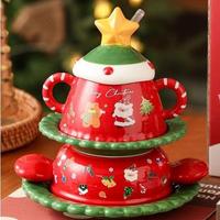 Ensemble de vaisselle de Noël, tasses en céramique, bols, assiettes, décoration de Noël pour la maison, vaisselle festive, cadeaux et faveurs pour les fêtes de Noël