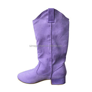Vendita calda grigio rosso nero giallo tacco basso tessuto scamosciato Sole donne stivali da ballo Salas sala da ballo per signora scarpe da ballo stivali in viola - Product Image 1
