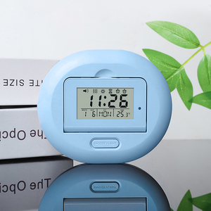 Jam Alarm portabel Mini, layar tampilan Lcd lucu, kalender higrometer, tidur, dapat dilipat, pengingat Desktop malam <span class=keywords><strong>Digital</strong></span>, meja kecil - Product Image 4