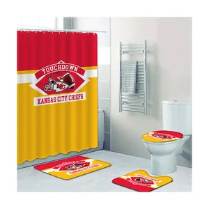 Kansas tirai Pancuran kamar mandi kepala kota kualitas tinggi penutup Toilet tikar mandi 4 buah dengan tirai mandi dan karpet