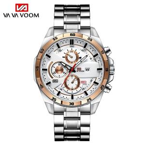 Reloj de Pulsera de Cuarzo con Correa de Cuero y Aleación de Acero Inoxidable de Lujo para Hombre, con Logotipo Personalizado, Diseño Simple, Cronógrafo, Deportivo y Ejecutivo - Product Image 3