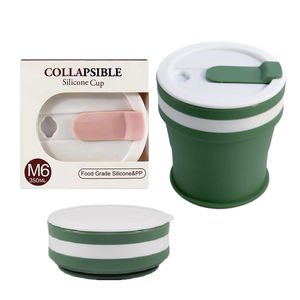 كوب سفر قابل للطي من السيليكون سعة 12 أونصة، خالٍ من مادة BPA، مانع للتسرب، آمن للاستخدام في غسالة الأطباق والميكروويف، بحجم الجيب، مع غطاء وقشة، قابل لإعادة الاستخدام - Product Image 6