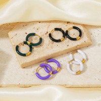 ACME-Pendientes de Aro de Cobre Latón con Incrustaciones de Circón Colorido, Esmalte Multicolor Pequeño para Mujer, Joyería de Moda
