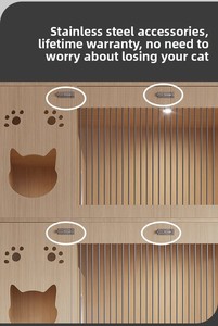 Große Luxuriöse Massivholz-Katzenvilla für Tierhandlungen, Holz-Katzenhotel-Käfig mit Transparenten Paneelen für Tierpensionen - Product Image 6