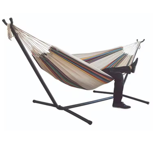 Hamaca <span class=keywords><strong>de</strong></span> Lona para Acampar al Aire Libre y para Colgar, Hamaca <span class=keywords><strong>de</strong></span> Algodón a Rayas <span class=keywords><strong>con</strong></span> Soporte, Hamaca <span class=keywords><strong>con</strong></span> Soporte <span class=keywords><strong>de</strong></span> Poste <span class=keywords><strong>de</strong></span> <span class=keywords><strong>Madera</strong></span> - Product Image 6