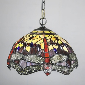 Lámparas Colgantes de Estilo Rústico Europeo LongHuiJing, Pantalla de Vidrio con Patrón de Libélula, para Dormitorio, 12 Pulgadas, Lámparas de Cocina - Product Image 5