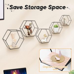 Estantes Metálicos Decorativos Art Deco para Colgar en la Pared, Estantes Hexagonales para Decoración de Sala de Estar y Baño, Estantes de Almacenamiento - Product Image 5