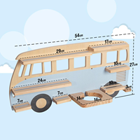 Étagère murale en bois bleue en forme de bus, à trois niveaux, moderne et durable, pour pots de fleurs, présentoir pour enfants, chambre d'enfant