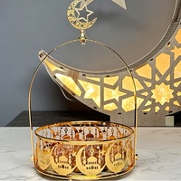 Ensemble de 2 plateaux à bonbons islamiques en forme de château de lune, plateau à gâteaux musulman, décorations de table pour fête de l'Aïd Moubarak, décorations du Ramadan, plateau à nourriture, plateaux du Ramadan 2026