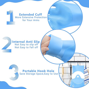 Gants de toilettage pour animaux de compagnie en silicone résistant à la chaleur, à haute densité, à cinq doigts, anti-grippage, pour le bain et le massage des chiens et des chats - Product Image 6