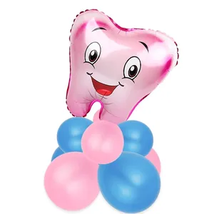 Balões de folha de dente de sorriso grande, brinquedo inflável de gás hélio para festa de aniversário de bebê, menino e menina