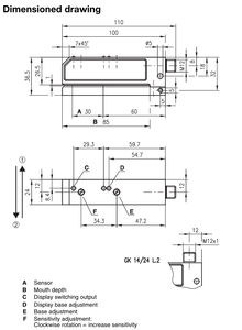 Capteur capacitif à fourche Leuze 14/24 L.2 50031714 avec connecteur M12-5 broches, double sortie PNP+NPN pour la détection d'étiquettes transparentes - Product Image 3