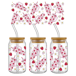 Ready to Ship Wholesale UV Sticker Cup Wraps <strong>Transfers</strong> for 16oz Beer <strong>Glass</strong> Can Clear Frosted 16 oz Tumbler Cup 16 Ounce Jar - Product Image 1