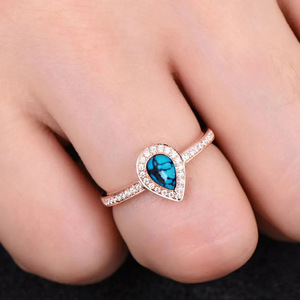 Anello a Goccia Irregolare Stile Turchese per Donne, Elegante Gioiello da Dito alla Moda - Product Image 2