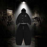 Ensemble de survêtement en jean 2 pièces personnalisé OEM pour homme, style cowboy, avec veste à capuche à fermoir pompier et pantalon en jean