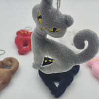 Porte-clés en peluche chat personnalisé, pendentif de sac chaton abstrait mignon, 6 couleurs, porte-clés chat en peluche doux, breloque de sac à dos
