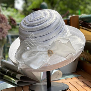 Mode <span class=keywords><strong>chic</strong></span> femmes satin rouge église chapeau chapeaux formels Kentucky Derby robe Fascinator Floral Tea Party chapeau de mariage - Product Image 5