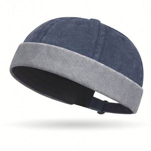 Casquette rétro sans visière en coton lavé avec revers roulé, style marin, cadeau promotionnel - Product Image 1