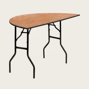 Tavolo da Pranzo Pieghevole in Legno Massello Semicircolare da 48 Pollici, Arredamento per Casa - Product Image 1