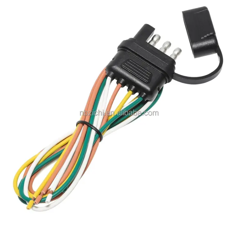 Colokan datar 4 arah dengan konektor laki-laki 36 "Kabel 18AWG untuk suku cadang Trailer & aksesori konektor steker datar 4 arah