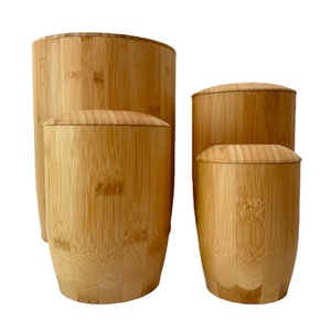Guci Kenangan Abu Hewan Peliharaan Portabel Modern Ramah Lingkungan Motif Leopard dari Bambu untuk Luar Ruangan, Wadah Penyimpanan Abu Hewan Peliharaan yang Tertutup Rapat - Product Image 1