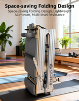 Machine de Pilates Reformer Pliable et Portable Personnalisable OEM avec Roues de Transport, Cadre en Chêne pour Rangement Vertical, Idéale pour la Maison