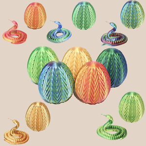 Figura de serpiente articulada impresa en 3D con huevo de regalo, juguete decorativo de vipera para jóvenes de 15 a 35 años, material PLA - Product Image 1