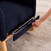 Fauteuil à bascule bleu marine foncé à dossier haut, chaise longue en bois d'hévéa pour chambre d'enfant et salon, 38,36" L x 26,77" P x 39,76" H