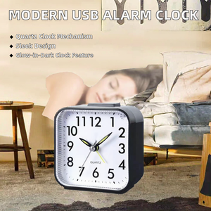 2025 hiện đại tối giản Thạch Anh Phong Trào Đồng hồ báo thức kẹo màu Máy tính để bàn đồng hồ học tập với đèn nền USB cung cấp điện - Product Image 2