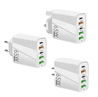 Chargeur USB 65W à 5 Ports Type C PD Charge Rapide 3.0, Adaptateur Secteur pour Téléphones iPhone 12 13 14 Pro Max, Samsung, Huawei