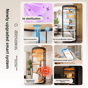 Casa para Gatos de Madera Sólida Premium, con Múltiples Habitaciones, Terraza Panorámica, Refugio para Gatos, Casa de Madera Natural - Product Image 4