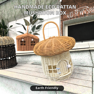 Boîte de rangement multifonctionnelle ovale en forme de champignon, en osier/paille tissé à la main, écologique, pour la maison moderne - Product Image 2