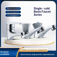 Robinet de lavabo monocommande eau froide chromé à poignée diamantée pour projets et usage domestique