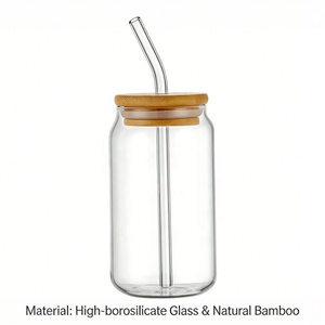 ชุดแก้วแก้วน้ำ 8 ใบ ขนาด 16 ออนซ์ 500 มล. พร้อมฝาปิด หลอดดูด แปรงทำความสะอาด รูปทรงกระป๋อง ทนความร้อน ใช้กับช่องแช่แข็งได้ ดีไซน์ทันสมัย สำหรับใช้ในบ้านและงานปาร์ตี้ - Product Image 3