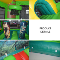 Château gonflable commercial en PVC, parc à dinosaures, château gonflable avec toboggan, taille 6x4m, installation facile, divertissement en plein air