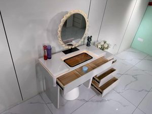Solid wood <b>dressing</b> <b>table</b> with <b>mirror</b> lighting and drawer cabinet with Bedroom furniture for makeup <b>vanity</b> with storage drawers - Product Image 2
