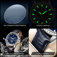 Montres chronographes pour hommes Gohuos 9813, montres de luxe à bracelet en cuir, lunette sertie de diamants, étanches 30 m, montre-bracelet à quartz pour homme