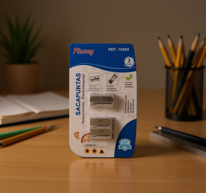 Temperino per matite Pioney, 2 pezzi, in alluminio, manuale, meccanico, dimensioni standard, forniture per scuola e ufficio - Product Image 2