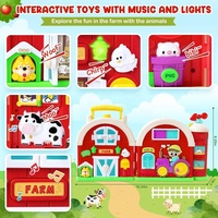 Tableau d'activités Montessori Ferme Animale Amusante, Jouet Éducatif pour Tout-petits, Développement des Compétences Précoce avec Lumières et Musique
